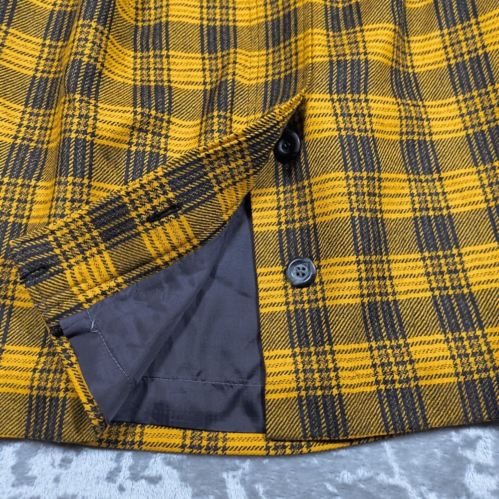 Vintage Valentino Boutique Skirt Womens 8 Yellow Plaid Tartan Wool A Line Midi - Picture 4 of 8